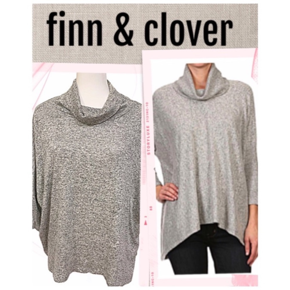 Finn & Clover Sweater Soft Gray Cowl Neck Lightweight Sweater NEW Size Medium